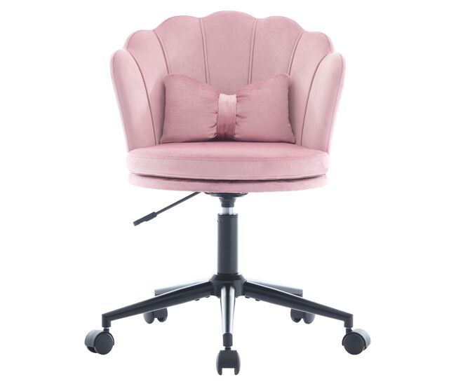 Silla de vestir - diseño moderno - respaldo en forma de pétalo, cojín lumbar en forma de mariposa, ajustable en altura - rosa