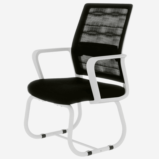 Cadeira de escritório moderna minimalista - Estrutura metálica, assento confortável - PretoBranco