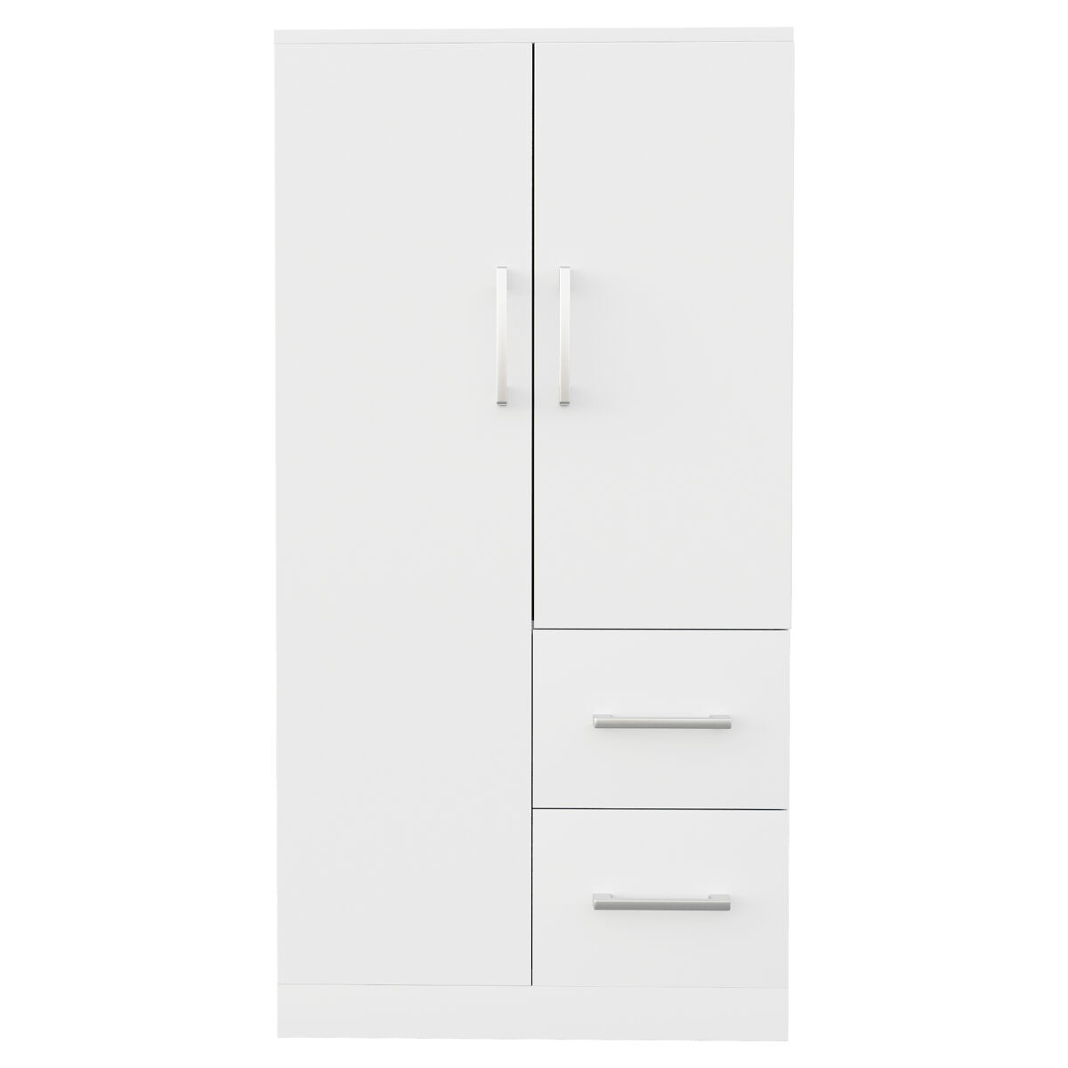 Armario ropero 70x40x135 cm - doble puerta con cajones y compartimentos, infantil - blanco