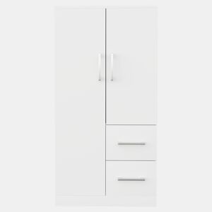 Armário roupeiro 70x40x135 cm - Porta dupla com gavetas e compartimentos, infantil - Branco
