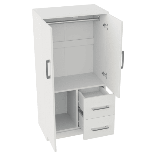 Armário roupeiro 70x40x135 cm - Porta dupla com gavetas e compartimentos, infantil - Branco Armário roupeiro 70x40x135 cm - Porta dupla com gavetas e compartimentos, infantil - Branco