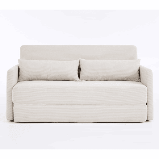 Sofá-cama de 2 lugares 165 x 92 x 82 cm - sofá dobrável 2 em 1, tecido de veludo cotelê, com 2 almofadas lombares e 2 bolsos laterais - Bege Sofá-cama de 2 lugares 165 x 92 x 82 cm - sofá dobrável 2 em 1, tecido de veludo cotelê, com 2 almofadas lombares e 2 bolsos laterais - Bege