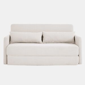 Sofá-cama de 2 lugares 165 x 92 x 82 cm - sofá dobrável 2 em 1, tecido de veludo cotelê, com 2 almofadas lombares e 2 bolsos laterais - Bege