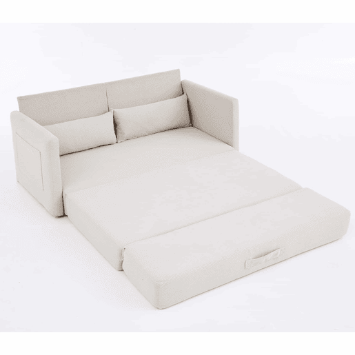 Sofá-cama de 2 lugares 165 x 92 x 82 cm - sofá dobrável 2 em 1, tecido de veludo cotelê, com 2 almofadas lombares e 2 bolsos laterais - Bege Sofá-cama de 2 lugares 165 x 92 x 82 cm - sofá dobrável 2 em 1, tecido de veludo cotelê, com 2 almofadas lombares e 2 bolsos laterais - Bege