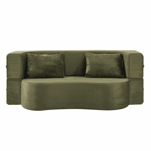 Sofá-cama de 2 lugares - dobrável, futon comprimido, sem montagem - verde