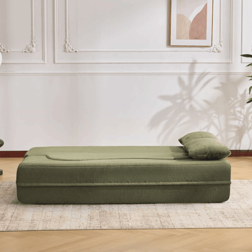 Sofá-cama de 2 lugares - dobrável, futon comprimido, sem montagem - verde