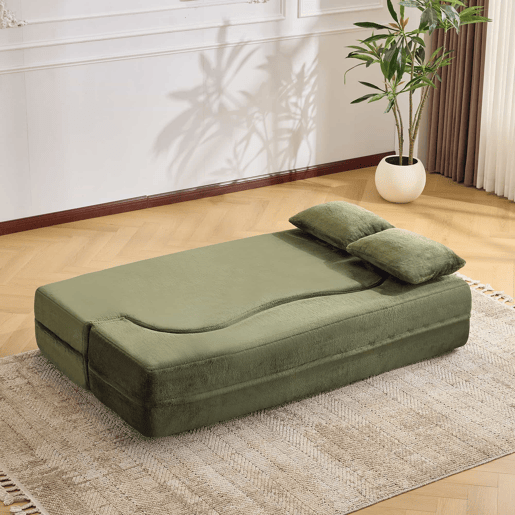 Sofá-cama de 2 lugares - dobrável, futon comprimido, sem montagem - verde