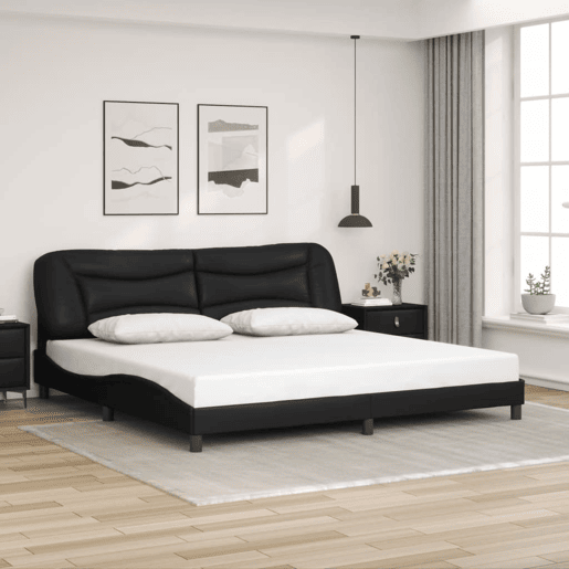 Estrutura de Cama de casal moderno com LED - 200x200cm preto