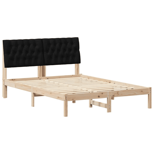 Estrutura de Cama de casal moderno com Cabeceira Estofada Castanho 150 x 200 cm