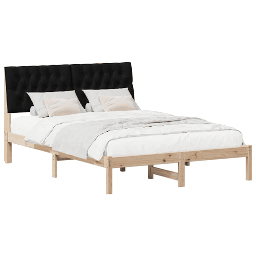 Estrutura de Cama de casal moderno com Cabeceira Estofada Castanho 150 x 200 cm