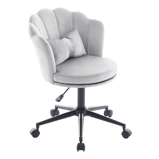 Cadeira para vestir - Design moderno - Encosto em forma de pétalas, almofada lombar em forma de borboleta, altura ajustável, almofada macia - Cinza