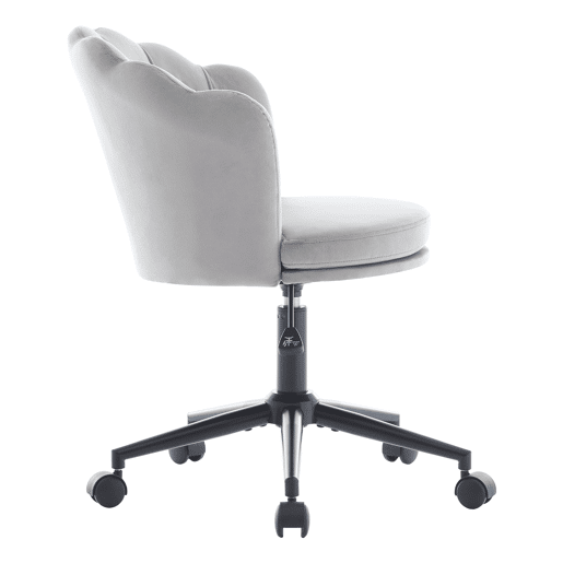 Cadeira para vestir - Design moderno - Encosto em forma de pétalas, almofada lombar em forma de borboleta, altura ajustável, almofada macia - Cinza