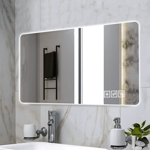 Espelho de casa de banho LED 60x120 cm - Três cores reguláveis, anticorrosão, antiembaciamento - Prateado