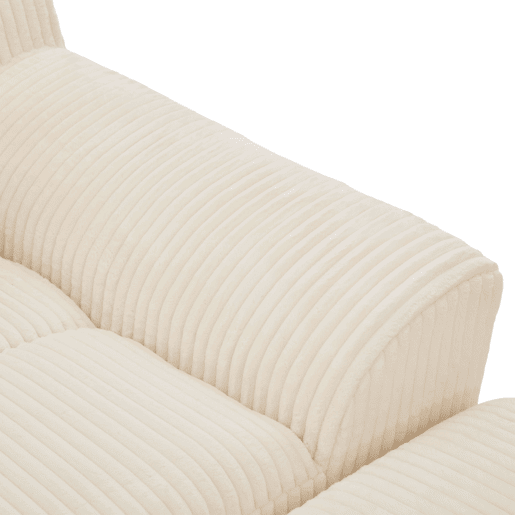 Poltrona relax grande - estofada em veludo, com apoio para os pés e bolsos laterais - bege