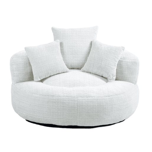 Sofá Lazy Individual - Resistente, Encosto Alto, 3 Almofadas, Interior e Exterior - Bege