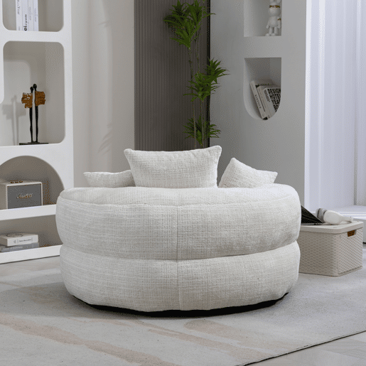Sofá Lazy Individual - Resistente, Encosto Alto, 3 Almofadas, Interior e Exterior - Bege