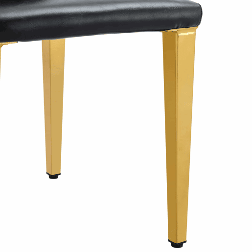 4 cadeiras de sala de jantar - design minimalista em PU preto com pernas metálicas douradas - preto e dourado