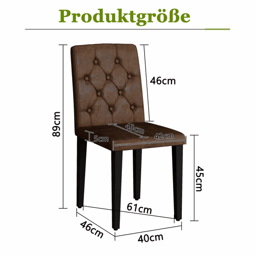 Cadeiras de sala de jantar 4 unidades - Estilo retro, tecido com efeito veludo, pernas de metal pretas - Castanho+Preto
