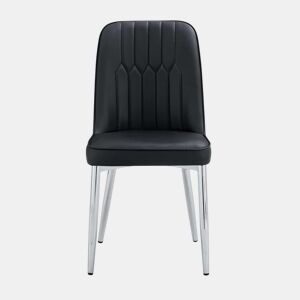 Cadeiras de sala de jantar (2 unidades) - design moderno e minimalista, assento largo, encosto e pernas metálicas prateadas - preto e prateado