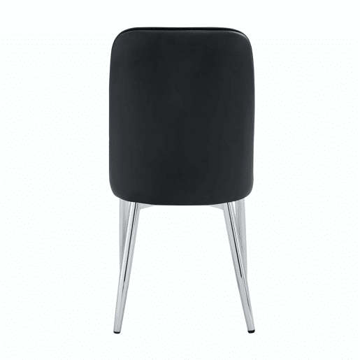 Cadeiras de sala de jantar (2 unidades) - design moderno e minimalista, assento largo, encosto e pernas metálicas prateadas - preto e prateado