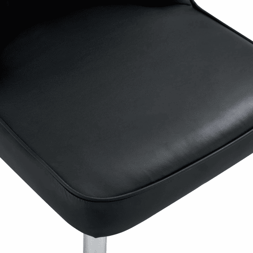 Cadeiras de sala de jantar (2 unidades) - design moderno e minimalista, assento largo, encosto e pernas metálicas prateadas - preto e prateado
