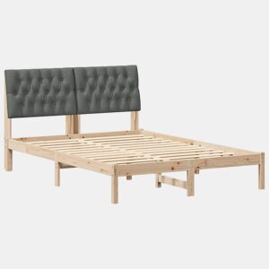 Estrutura de Cama de casal moderno com Cabeceira Estofada Castanho 150 x 200 cm