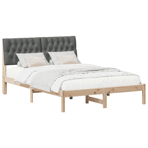 Estrutura de Cama de casal moderno com Cabeceira Estofada Castanho 150 x 200 cm