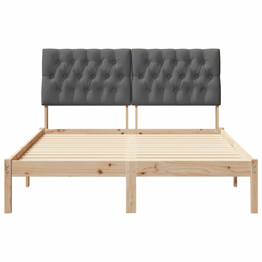 Estrutura de Cama de casal moderno com Cabeceira Estofada Castanho 150 x 200 cm