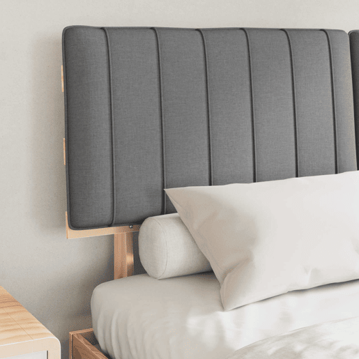 Estrutura de Cama de casal moderno com Cabeceira Estofada Cinzento-claro