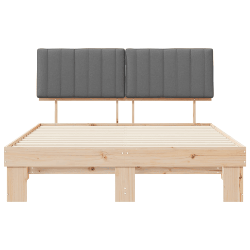 Estrutura de Cama de casal moderno com Cabeceira Estofada Cinzento-claro