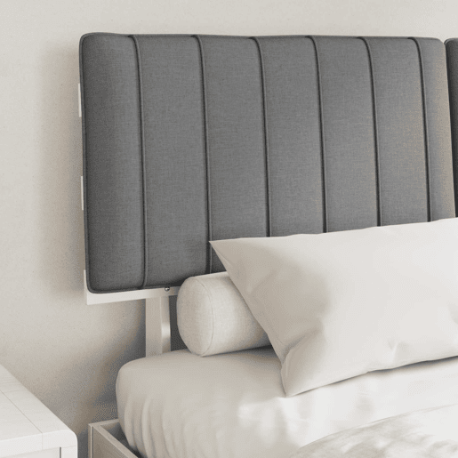 Estrutura de Cama de casal moderno com Cabeceira Estofada Cinzento-claro