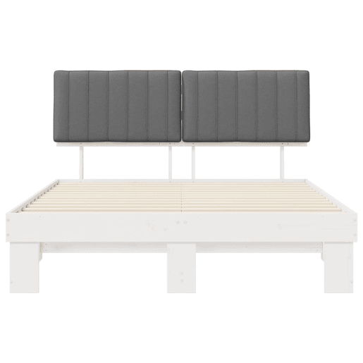 Estrutura de Cama de casal moderno com Cabeceira Estofada Cinzento-claro