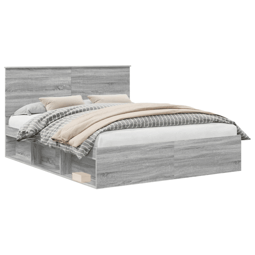Estrutura da Cama de casal simple com cabeceira Cinza Sonoma 160 x 200 cm