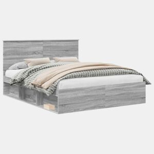 Estrutura da Cama de casal simple com cabeceira Cinza Sonoma 160 x 200 cm