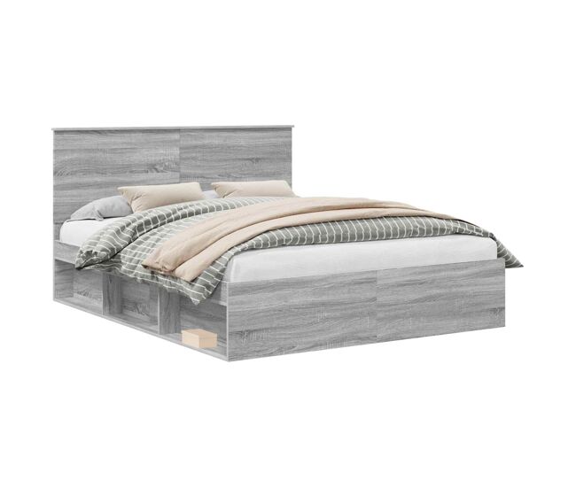 Estructura de cama matrimonial comodidad con cabecera - gris sonoma 160 x 200 cm