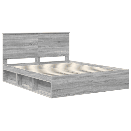 Estrutura da Cama de casal simple com cabeceira Cinza Sonoma 160 x 200 cm