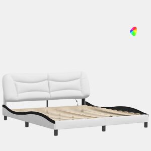 Estrutura de Cama de casal moderno com LED - 180x200cm brancopreto