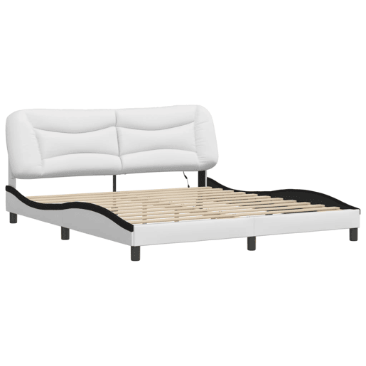 Estrutura de Cama de casal moderno com LED - 180x200cm brancopreto