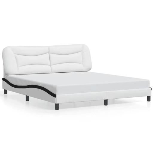 Estrutura de Cama de casal moderno com LED - 180x200cm brancopreto