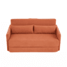 Sofá-cama de 2 lugares 165 x 92 x 82 cm - sofá dobrável 2 em 1, tecido de veludo cotelê, com 2 almofadas lombares e 2 bolsos laterais - laranja