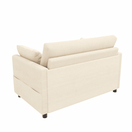 Sofá-cama de 2 lugares - com função de cama, porta USB, mesa lateral dobrável, colchão, roupa de cama e almofadas - bege