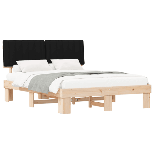 Estrutura de Cama de casal moderno com Cabeceira Estofada Preto 160 x 200 cm
