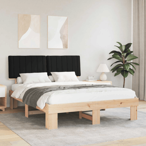 Estrutura de Cama de casal moderno com Cabeceira Estofada Preto 160 x 200 cm