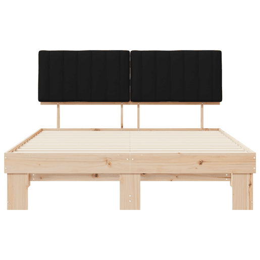 Estrutura de Cama de casal moderno com Cabeceira Estofada Preto 160 x 200 cm