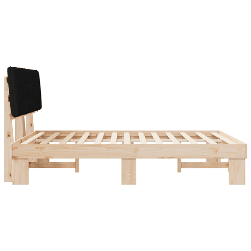 Estrutura de Cama de casal moderno com Cabeceira Estofada Preto 160 x 200 cm