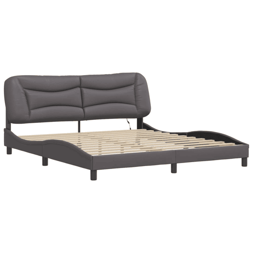 Estrutura de Cama de casal moderno com LED - 180x200cm cinza