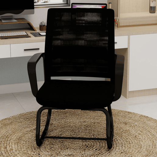 Cadeira de escritório moderna - padrão - minimalista, confortável e com estrutura metálica - preta