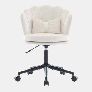 Cadeira para vestir - Design moderno - Encosto em forma de pétalas, almofada lombar em forma de borboleta, altura ajustável, almofada macia - Bege
