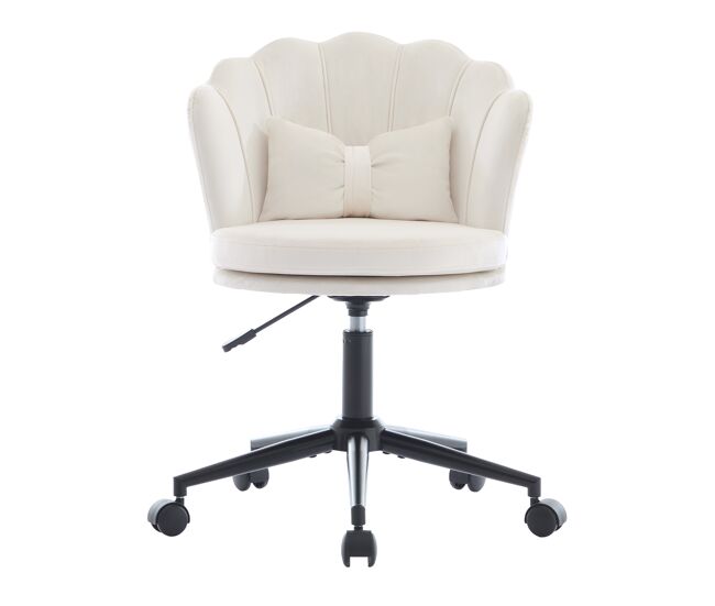 Silla de vestir - diseño moderno - respaldo en forma de pétalos, cojín lumbar en forma de mariposa, altura ajustable, cojín suave - beige