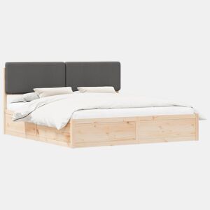 Estrutura de Cama de casal moderno com Cabeceira Estofada Cinza Escuro